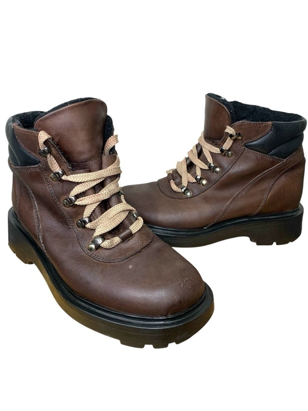 Siberian Husky Vintage Chunky Boots Brown Leather Sz 7 Lace UP Mountain Gorpcore